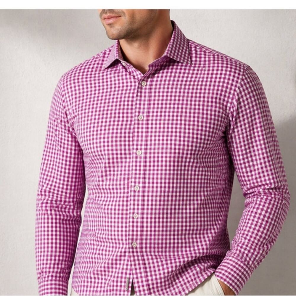 Robert Graham Button Down Shirt Hot Pink Plaid Size M Preppy Classic Summer